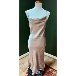 Bebe Silver Cowl Neck Slip Dress Women's Size S